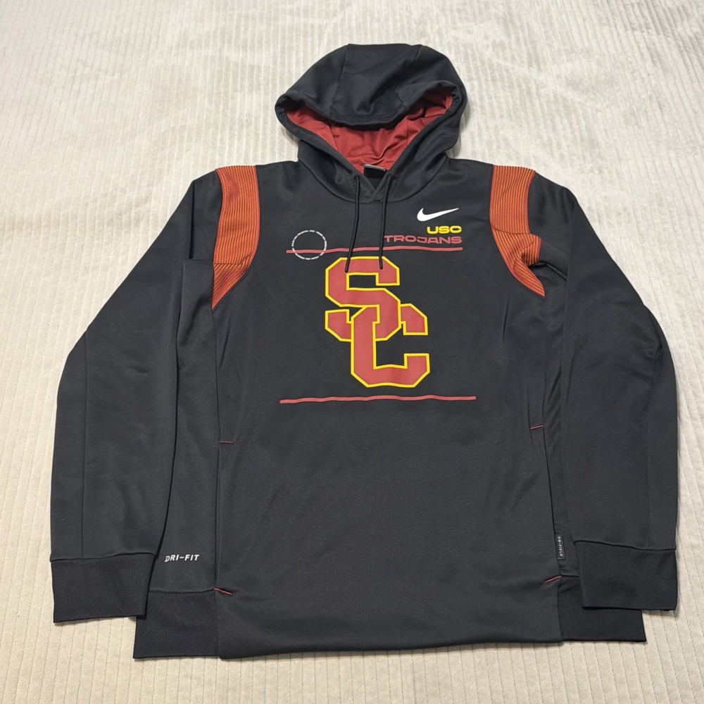 Nike Dri-FIT USC Trojans Pullover Hoodie Black/Red/Yellow Size M